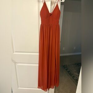 Azazie Strapless Rust Dress